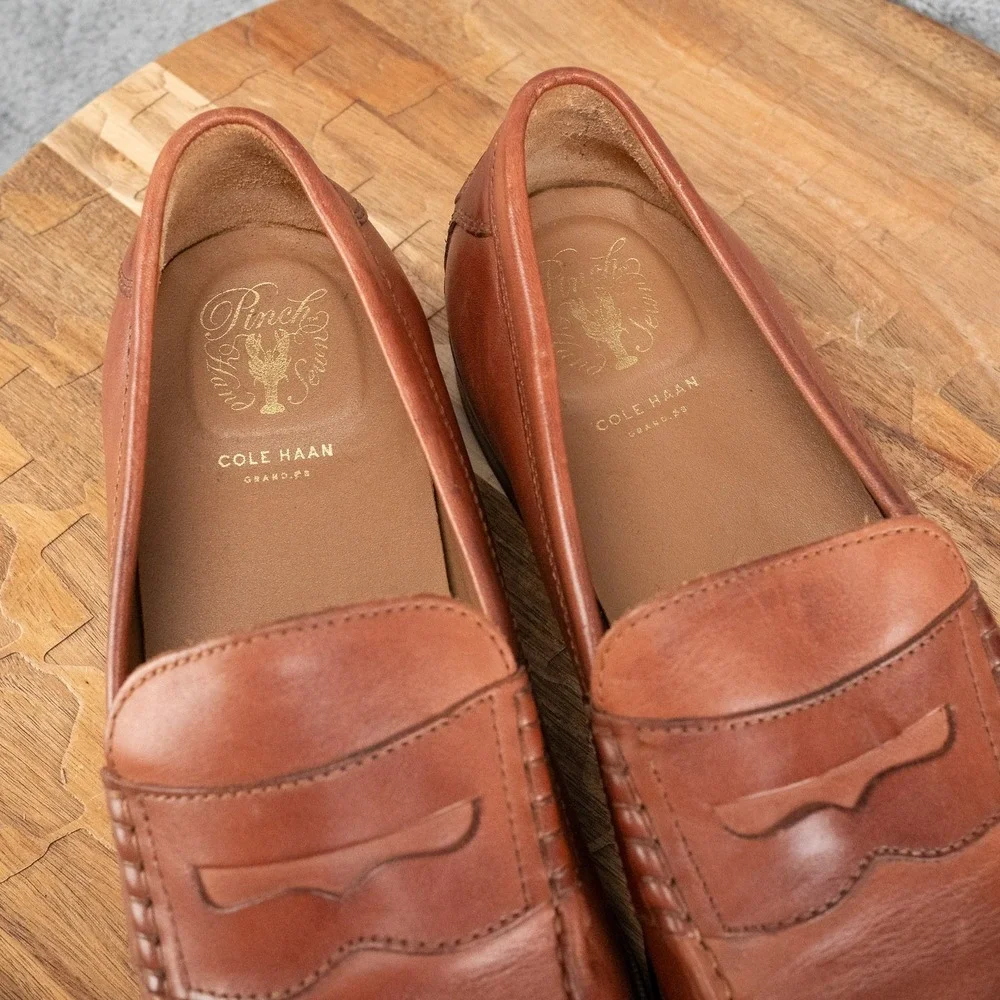 Cole Haan Penny Loafers Mens 10.5 Brown Pinch Friday Grand Leather C23845 Shoes